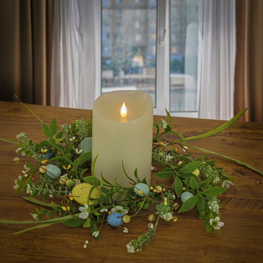 6" Spring Flowers & Eggs Candle Ring